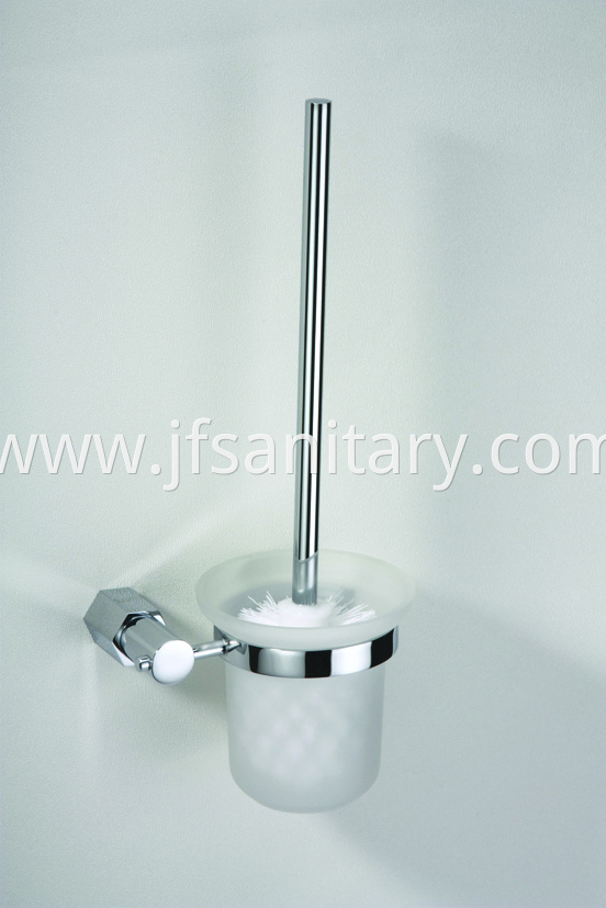 Bathroom Toilet Brush And Holder Frosted Glass